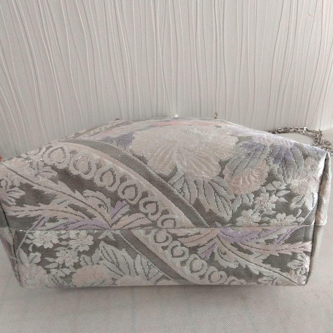 ハクちゃん様オーダー専用ページ　がま口バッグ(正絹袋帯リメイク)プラチナ箔