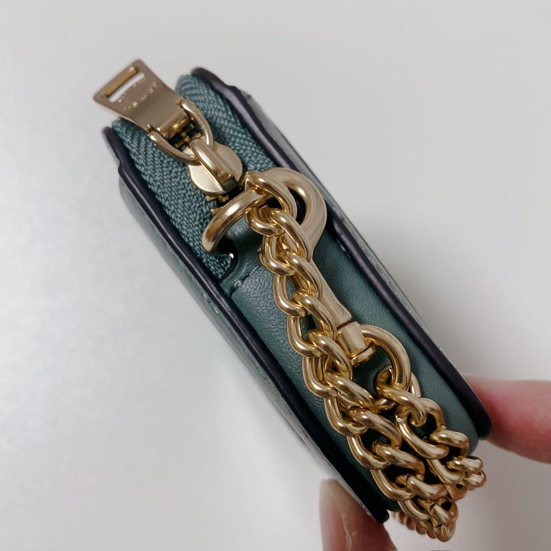 【新品未使用】COACHコーチ★ジップカードケースキルティング★グリーン緑