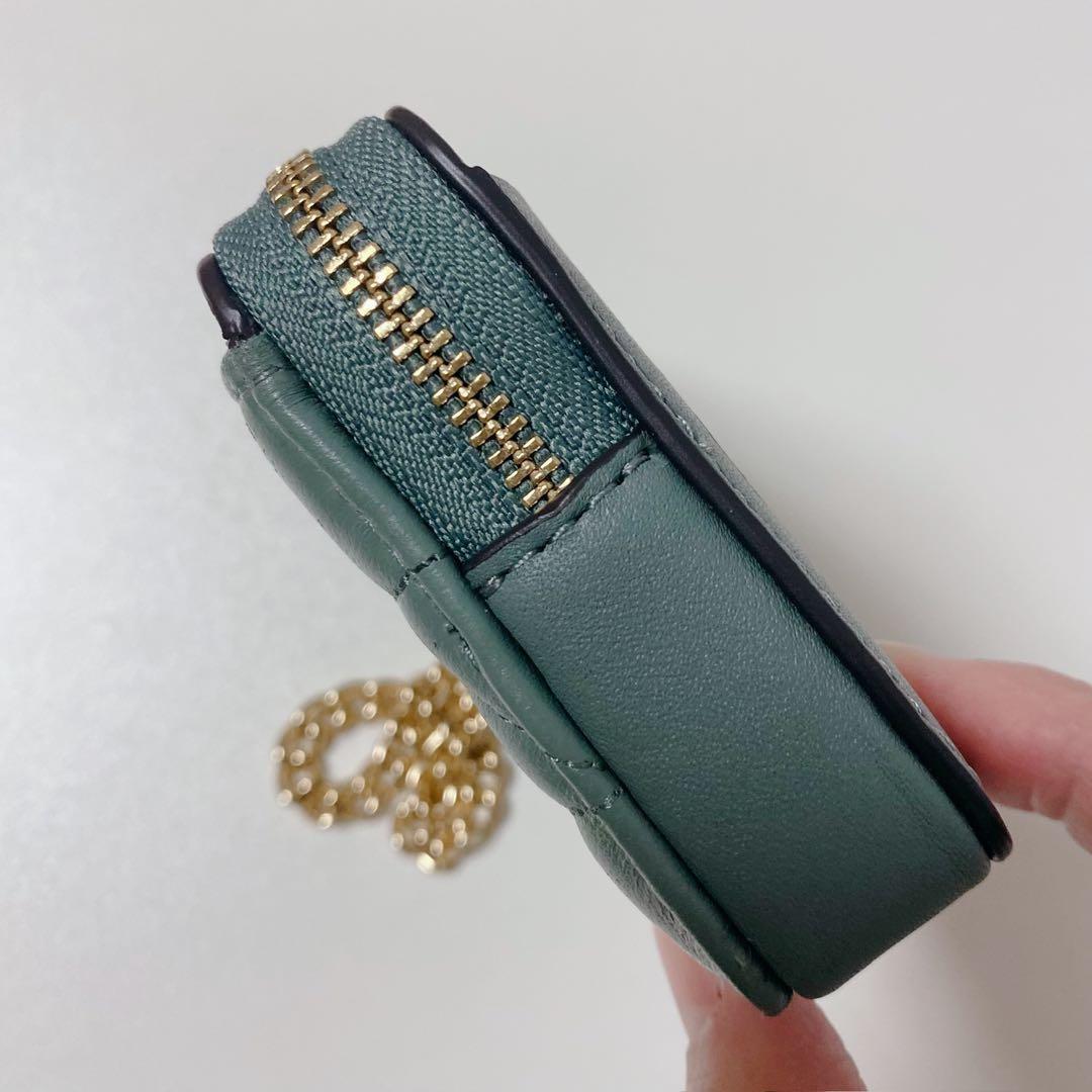 【新品未使用】COACHコーチ★ジップカードケースキルティング★グリーン緑