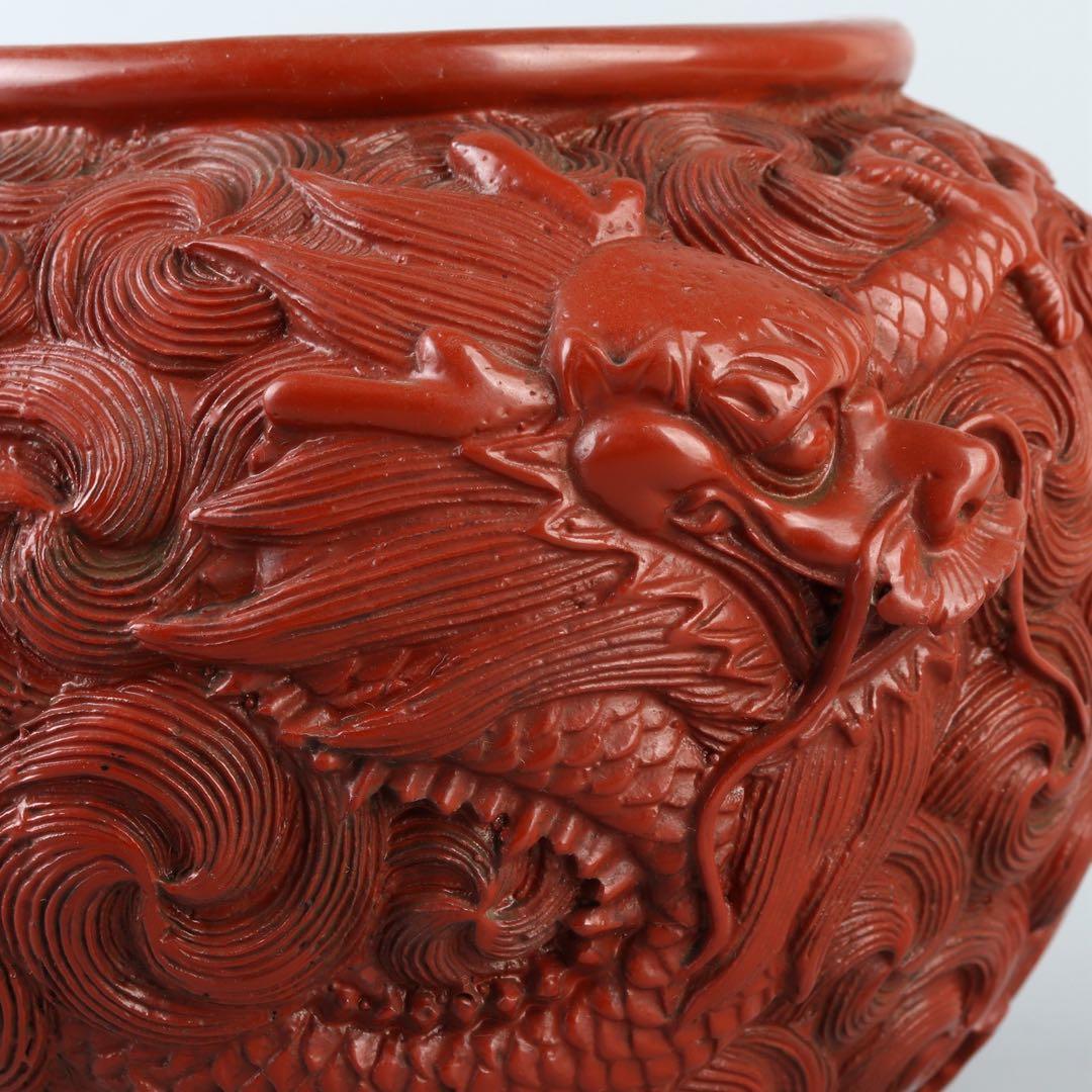 清朝宮廷様式の彫漆・龍文様 彫漆 天然木 漆芸 漆工芸 木地 彫漆 彫漆