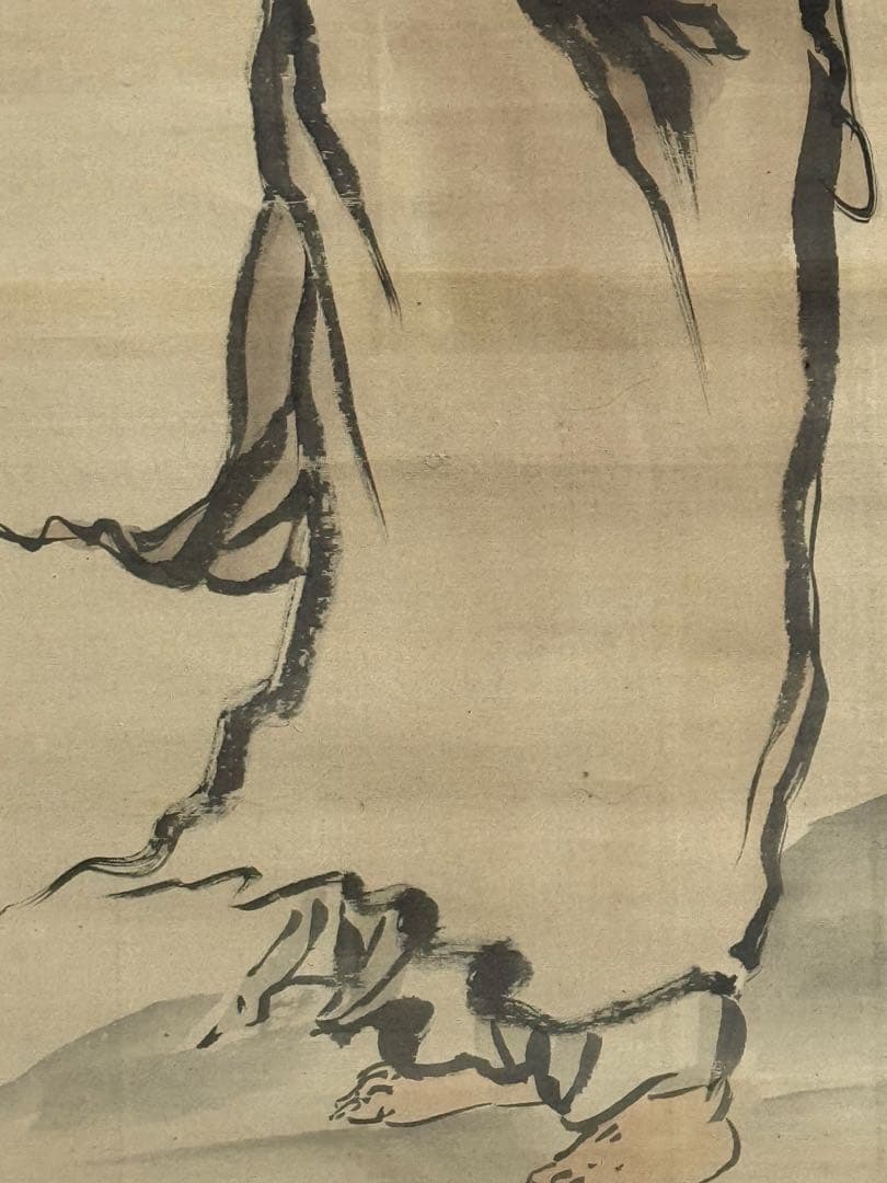 蕉雲筆　達磨圖　絹本肉筆　掛軸　送料込み251030