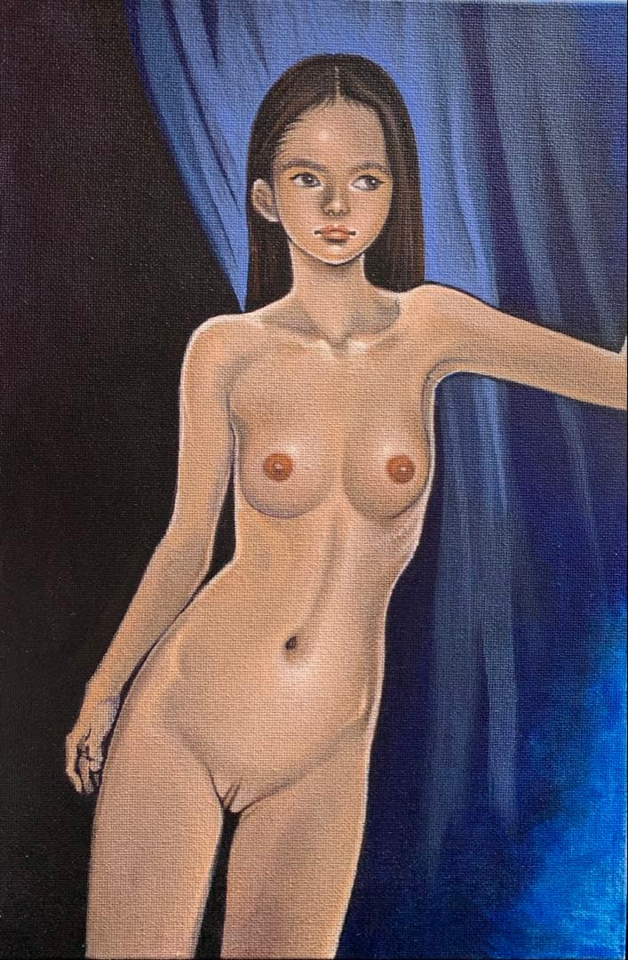 額入り　アクリル画　裸婦　美人画