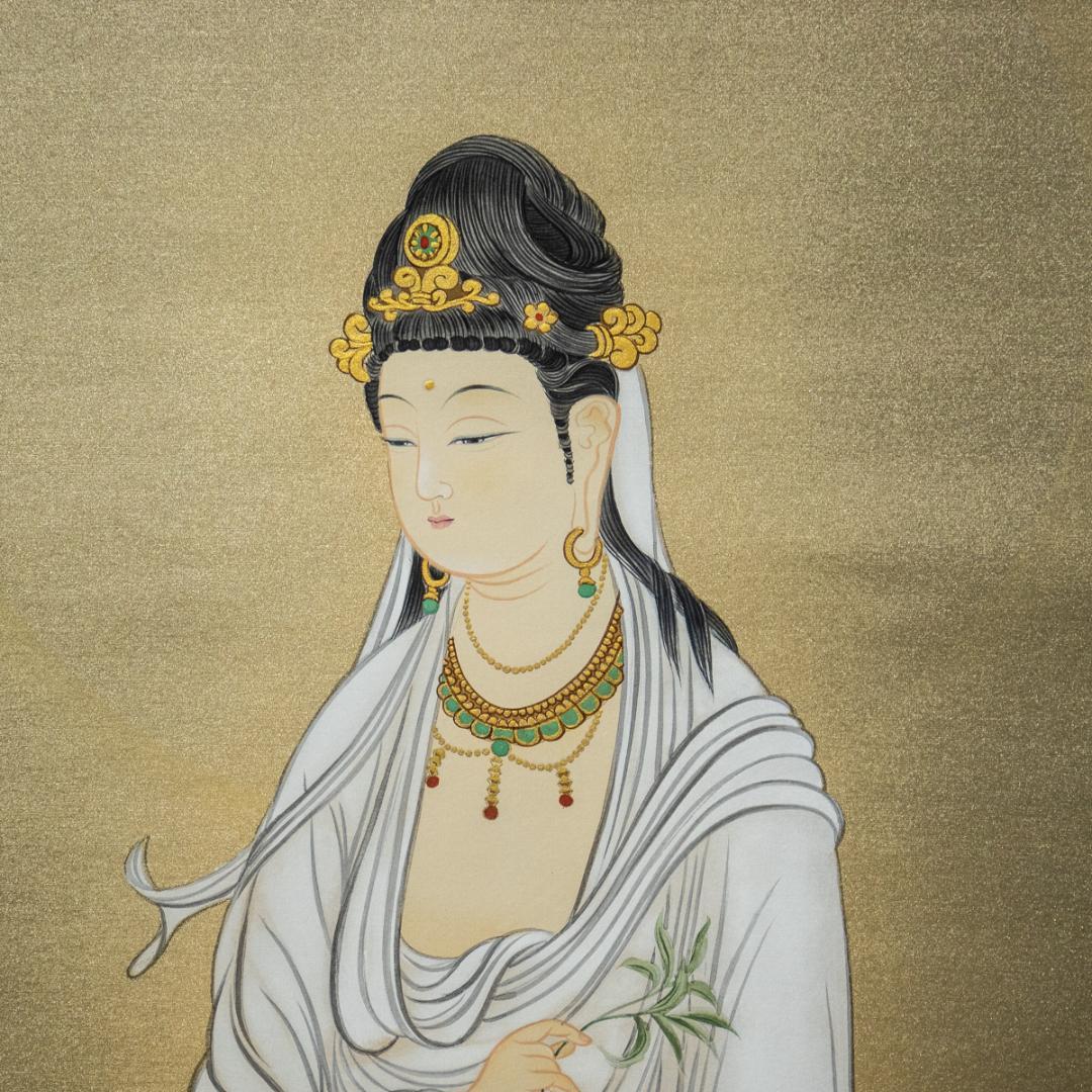 掛軸-1462　国井幸雪　白衣観音　共箱　二重箱