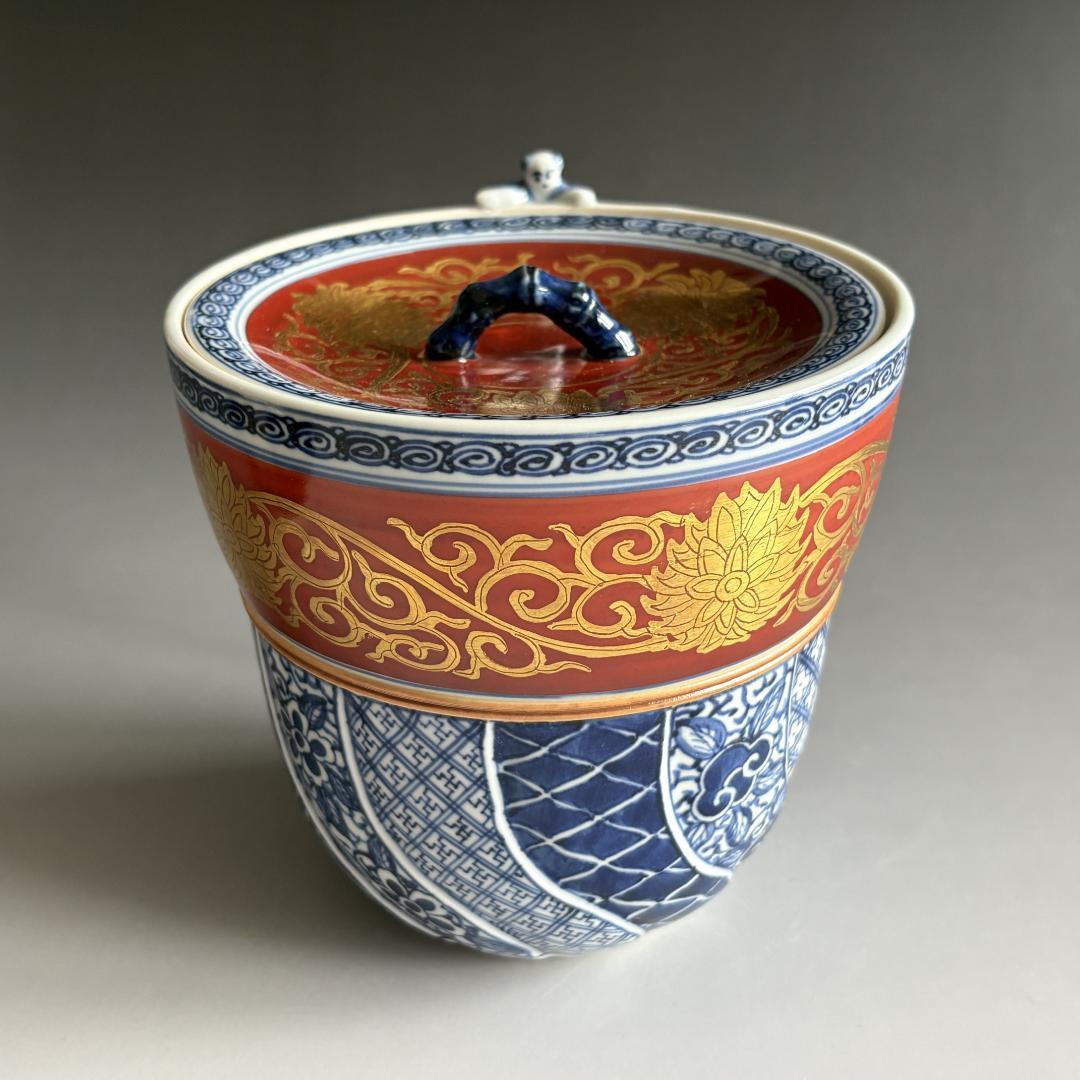 一閑人上部金襴手　水指　西村徳泉　茶道具