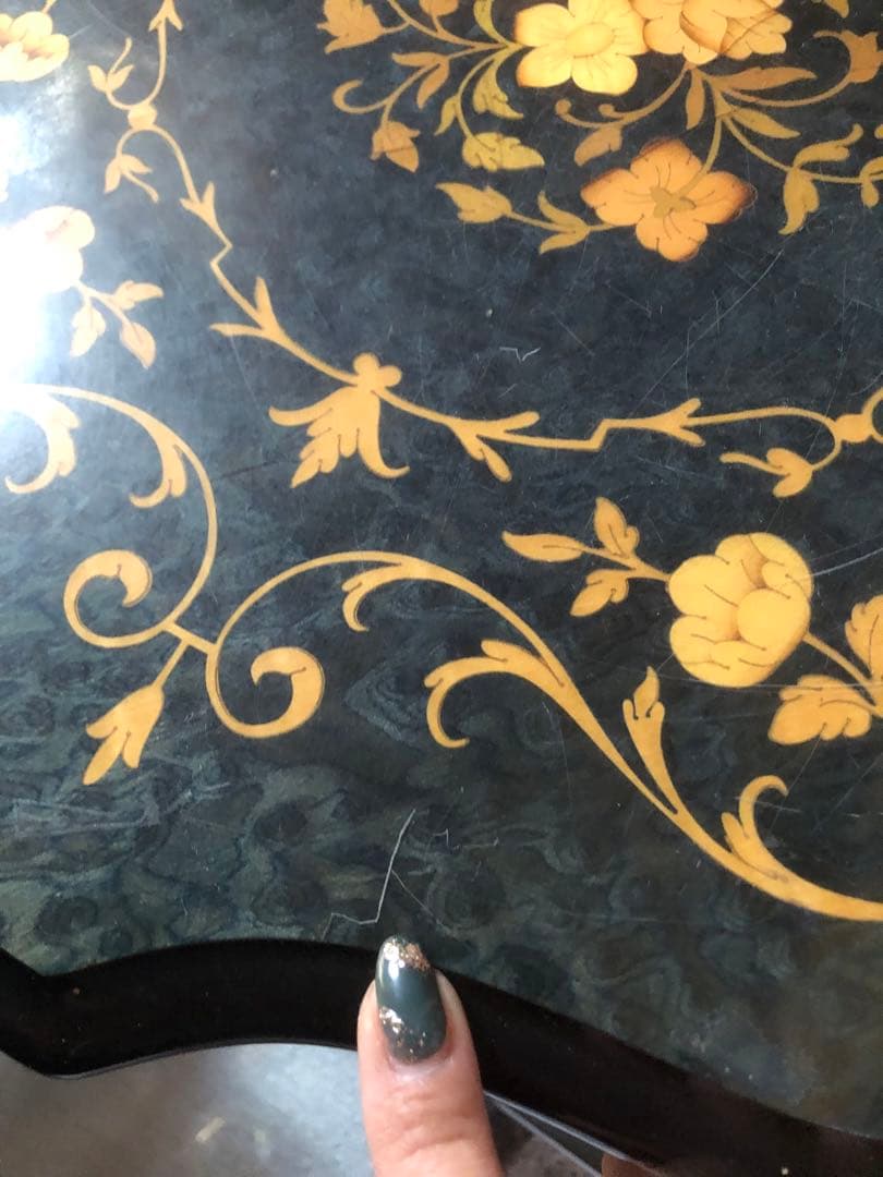 高級♦️象嵌 イタリア ヴィンテージ テーブル♦️トライポッドレッグ♦️花柄♦️送料込