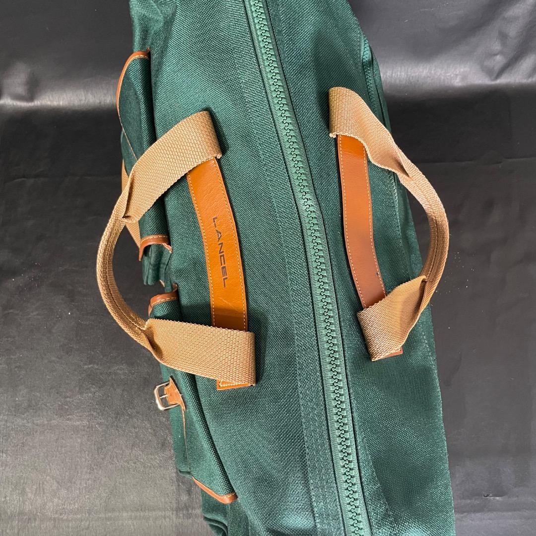 A6✨希少 ランセル キャンバス×本革 ボストンバッグ 緑×ブラウン 50