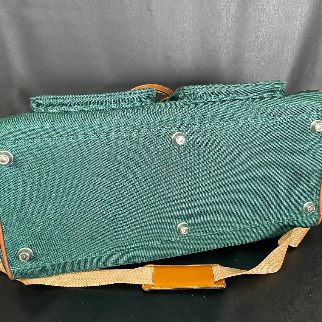 A6✨希少 ランセル キャンバス×本革 ボストンバッグ 緑×ブラウン 50