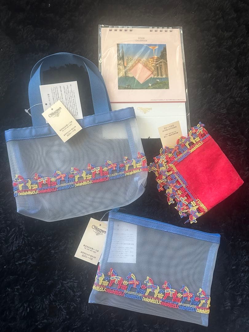 近沢レース　CHIKAZAWA 午年　馬　バッグとポーチとハンカチ