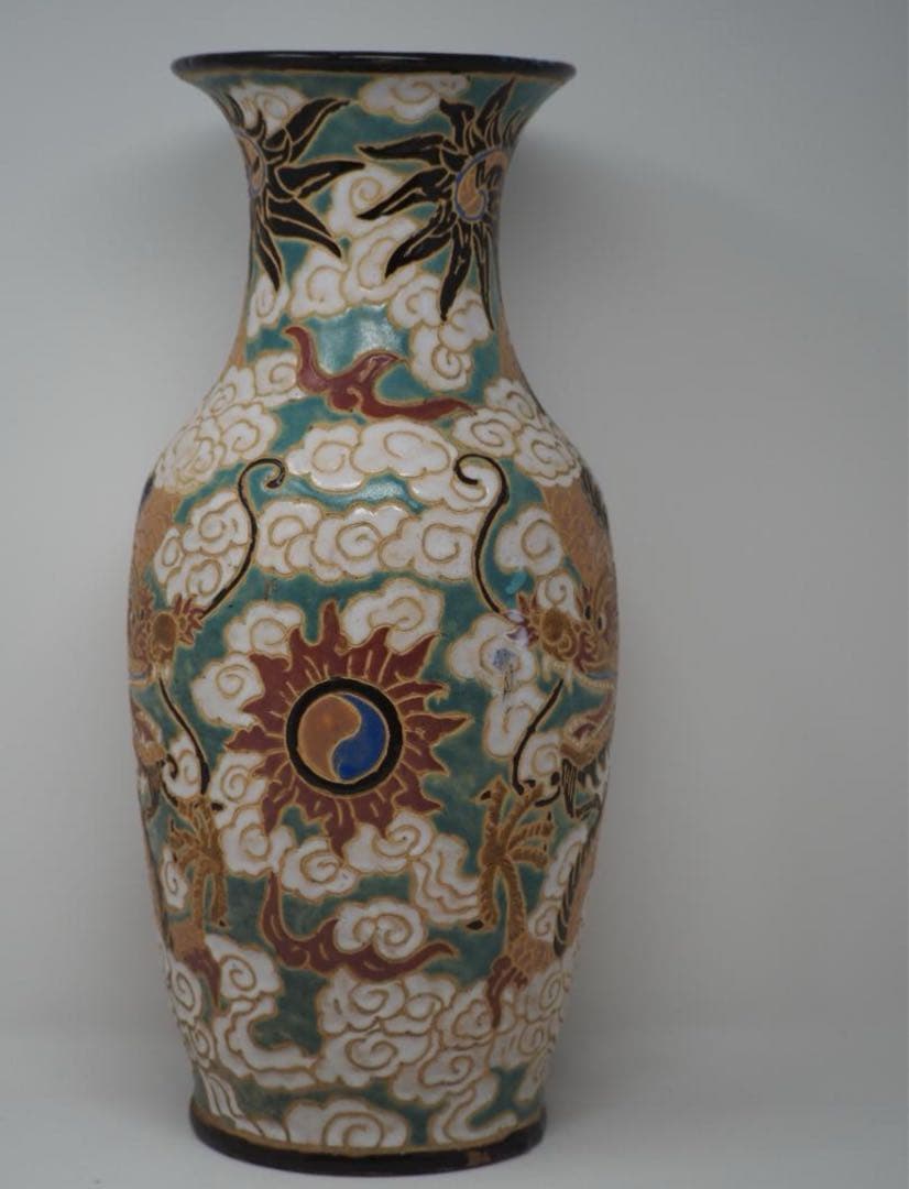 中国　古美術　手絵龍紋花瓶 美品 陶磁器 工芸品 置物