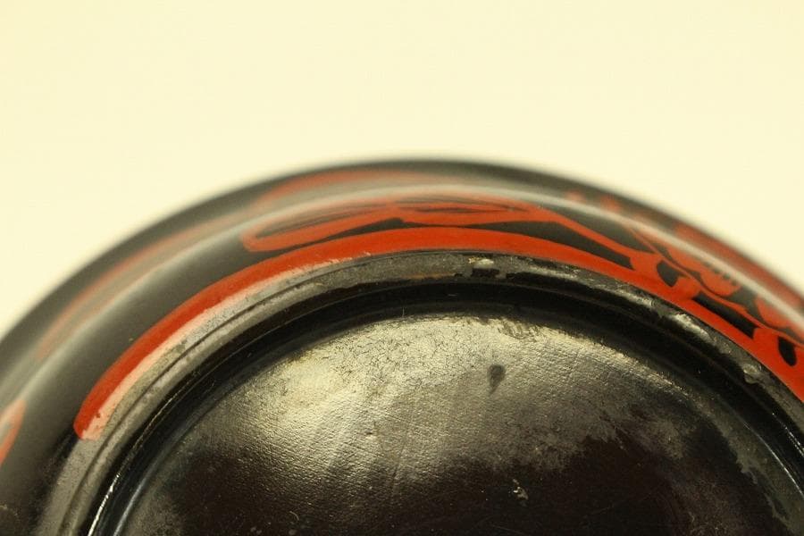 朱漆 輪花模様 小皿 十件 時代物(A733)