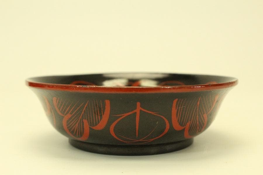 朱漆 輪花模様 小皿 十件 時代物(A733)