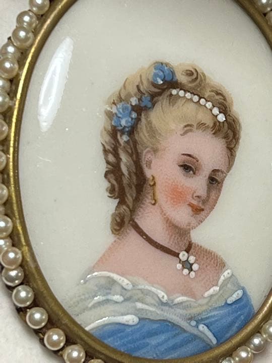 【シュウシュウ】リモージュ 貴婦人 ブローチ アンティーク