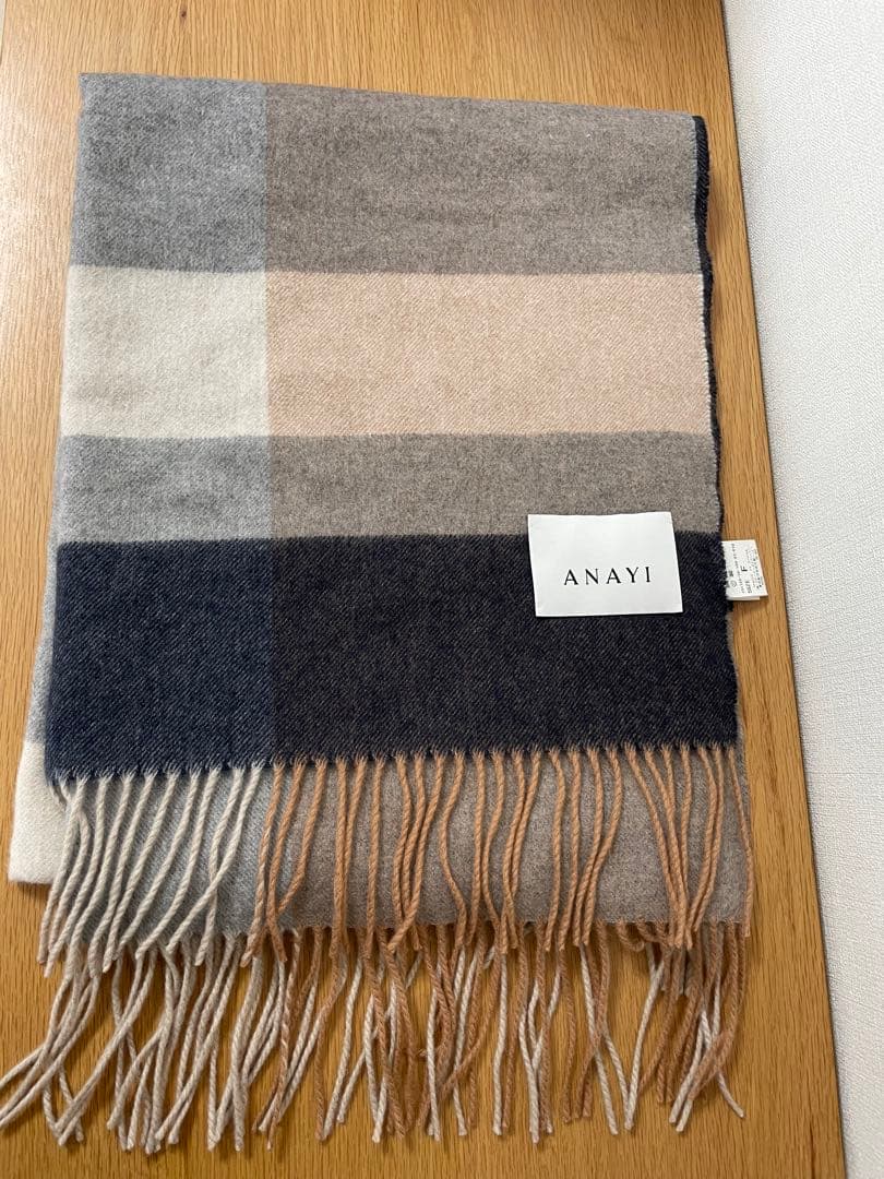 ANAYI カシミヤ100% チェック柄マフラー