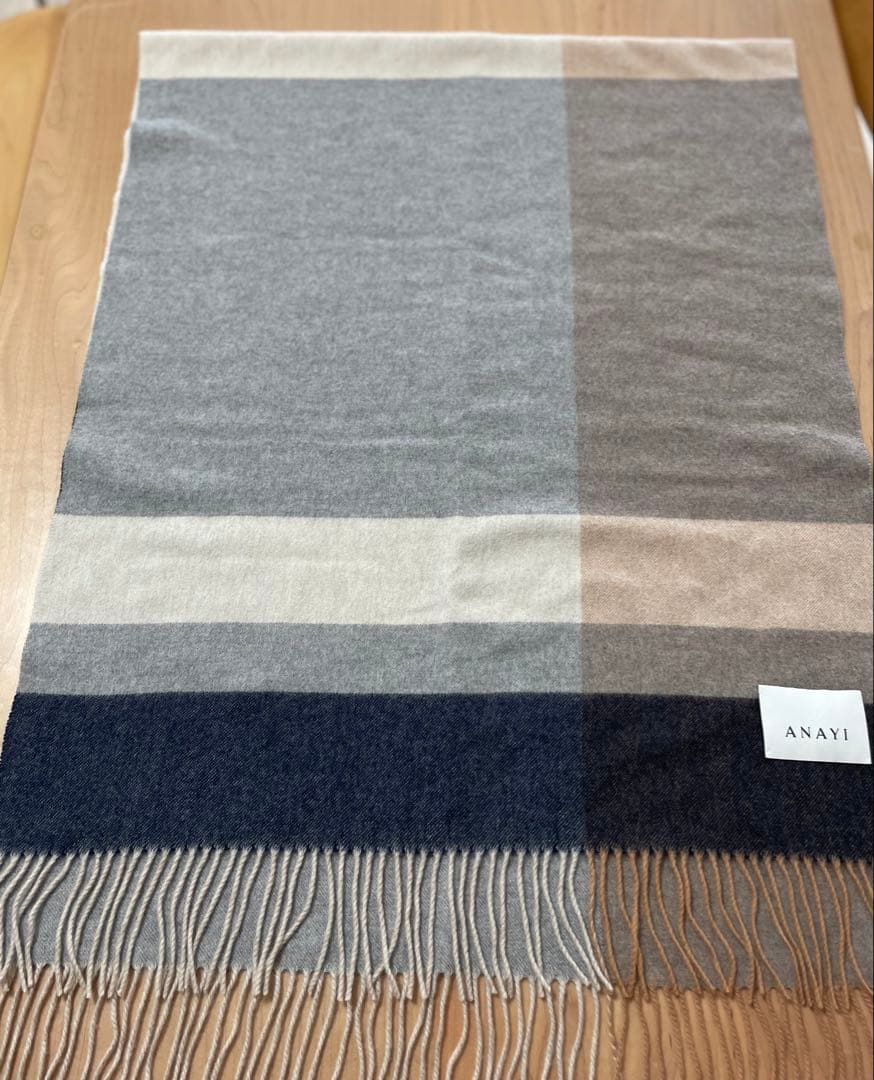 ANAYI カシミヤ100% チェック柄マフラー