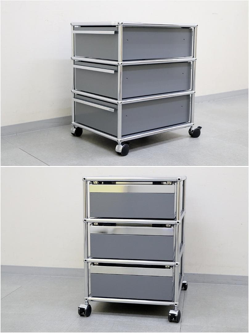 正規品 USM ハラーシステム デスクワゴン 3段 ミッドグレー キャスター