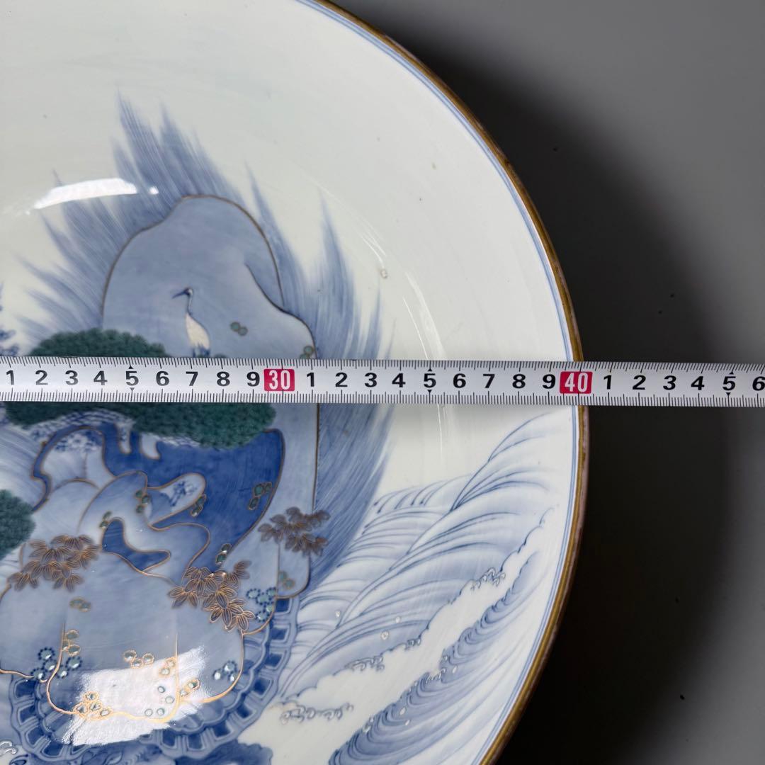 明治〜大正期　幻の窯　蔵春亭久富製磁所　染錦鶴亀文大鉢　超絶細密絵付　博物館級