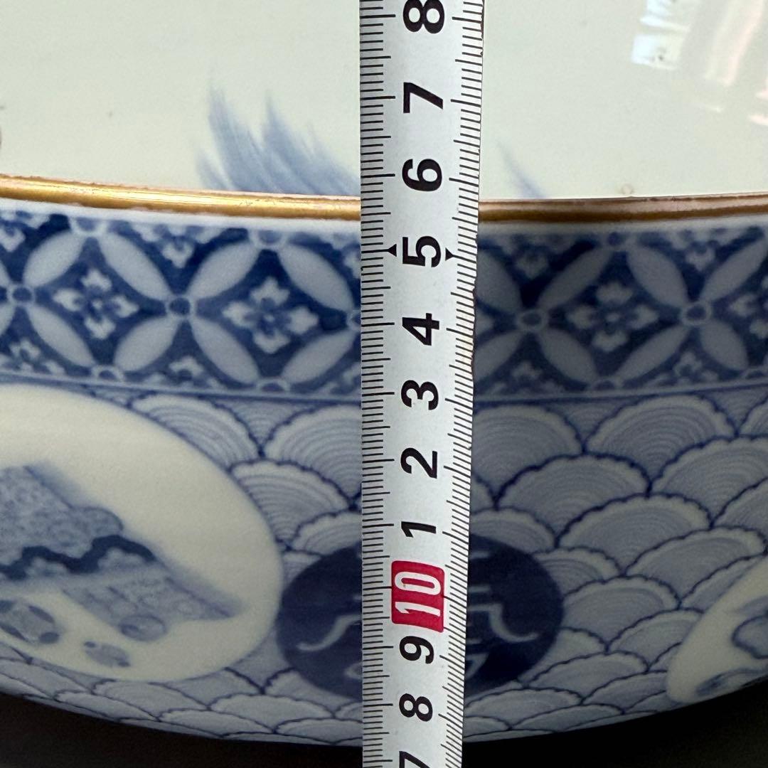 明治〜大正期　幻の窯　蔵春亭久富製磁所　染錦鶴亀文大鉢　超絶細密絵付　博物館級