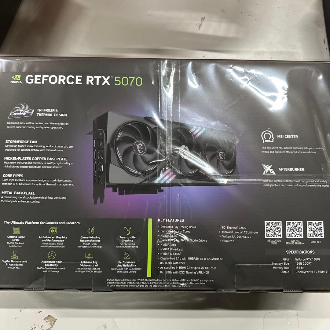 新品　MSI RTX 5070 12G Gaming Trio OC