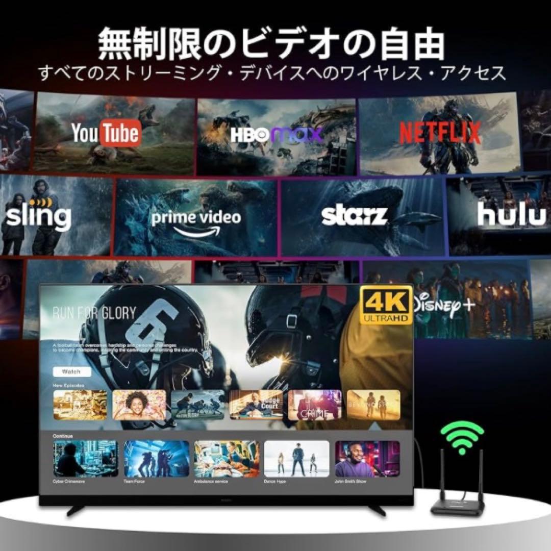 ワイヤレスHDMI 送信機　受信機　4K 9つのWi-Fiバンド