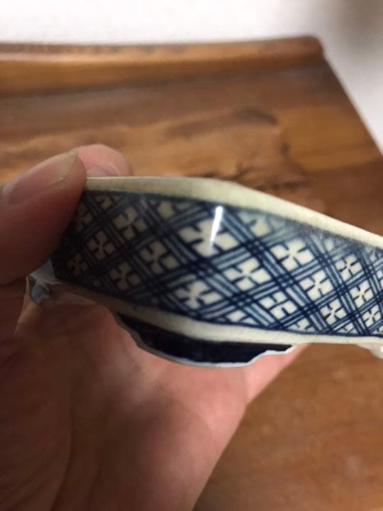 盆栽鉢　松坂美山盆栽鉢長方染付け青文様希少青色落款入り