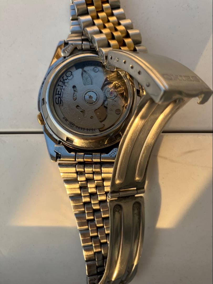 ア*ラ様 セイコー5 メンズ腕時計 ゴールド文字盤 自動巻き 稼働品 中古 送料