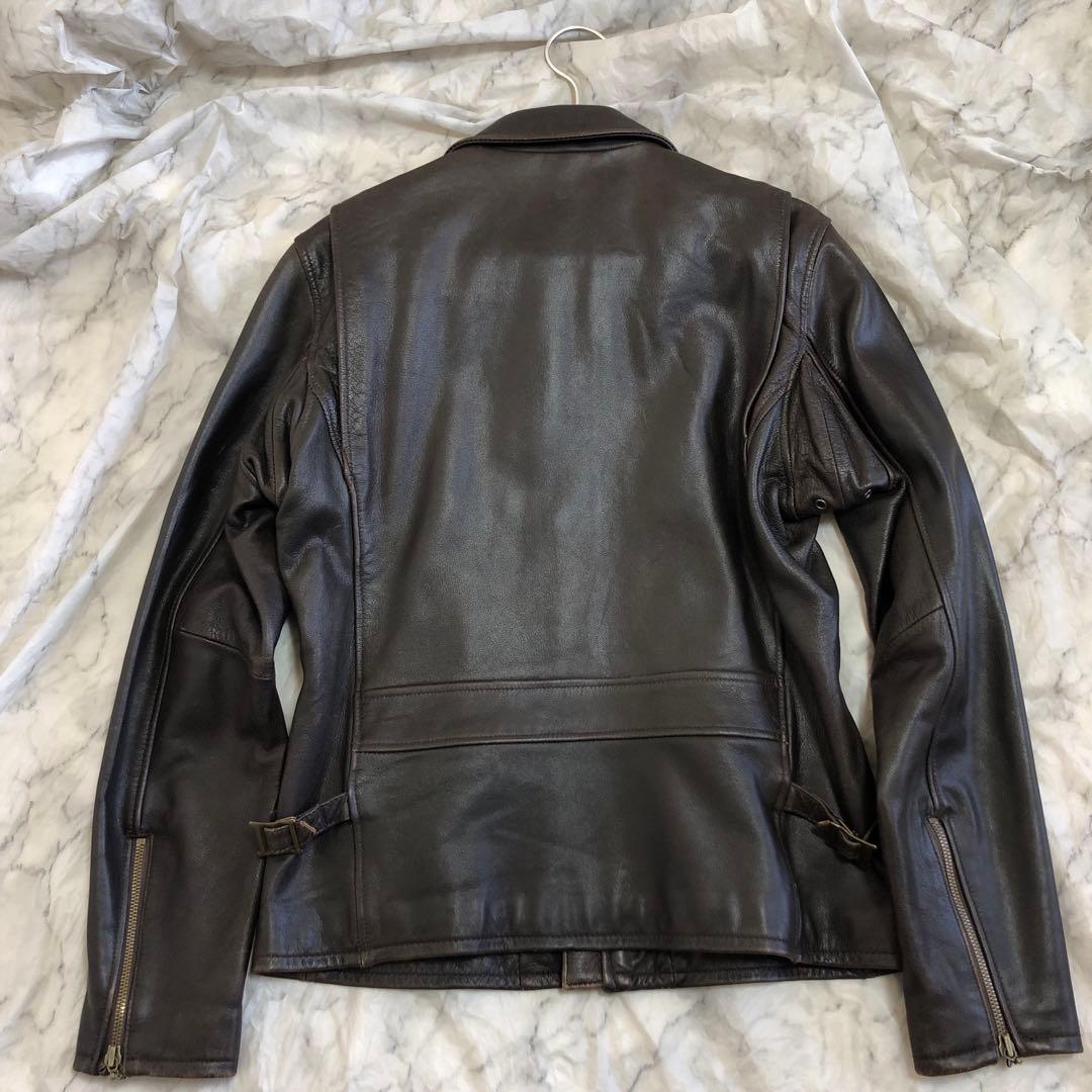 AVIREXアヴィレックス　レザージャケット　シングル　ライダース　ブラウン　L
