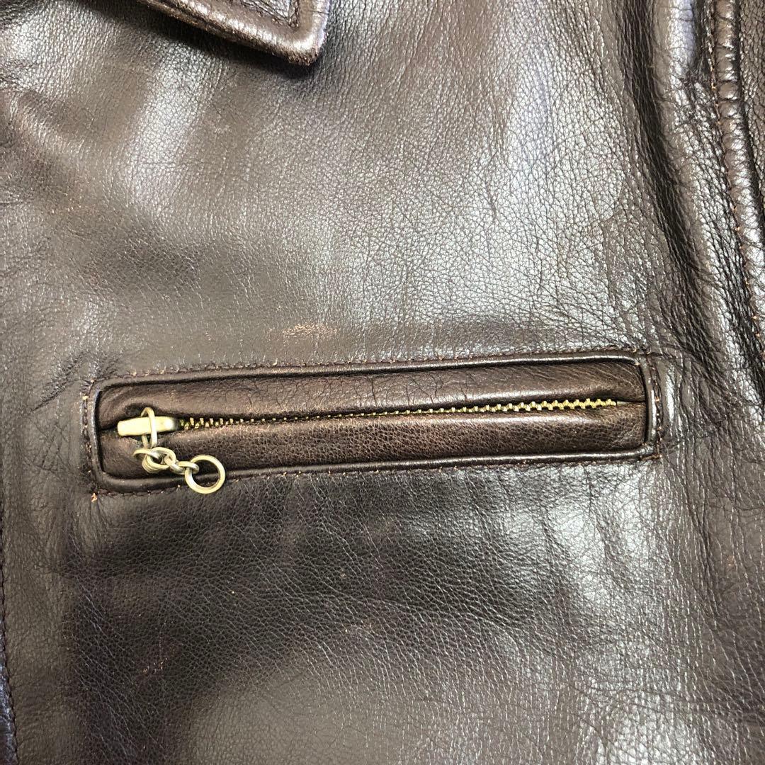 AVIREXアヴィレックス　レザージャケット　シングル　ライダース　ブラウン　L