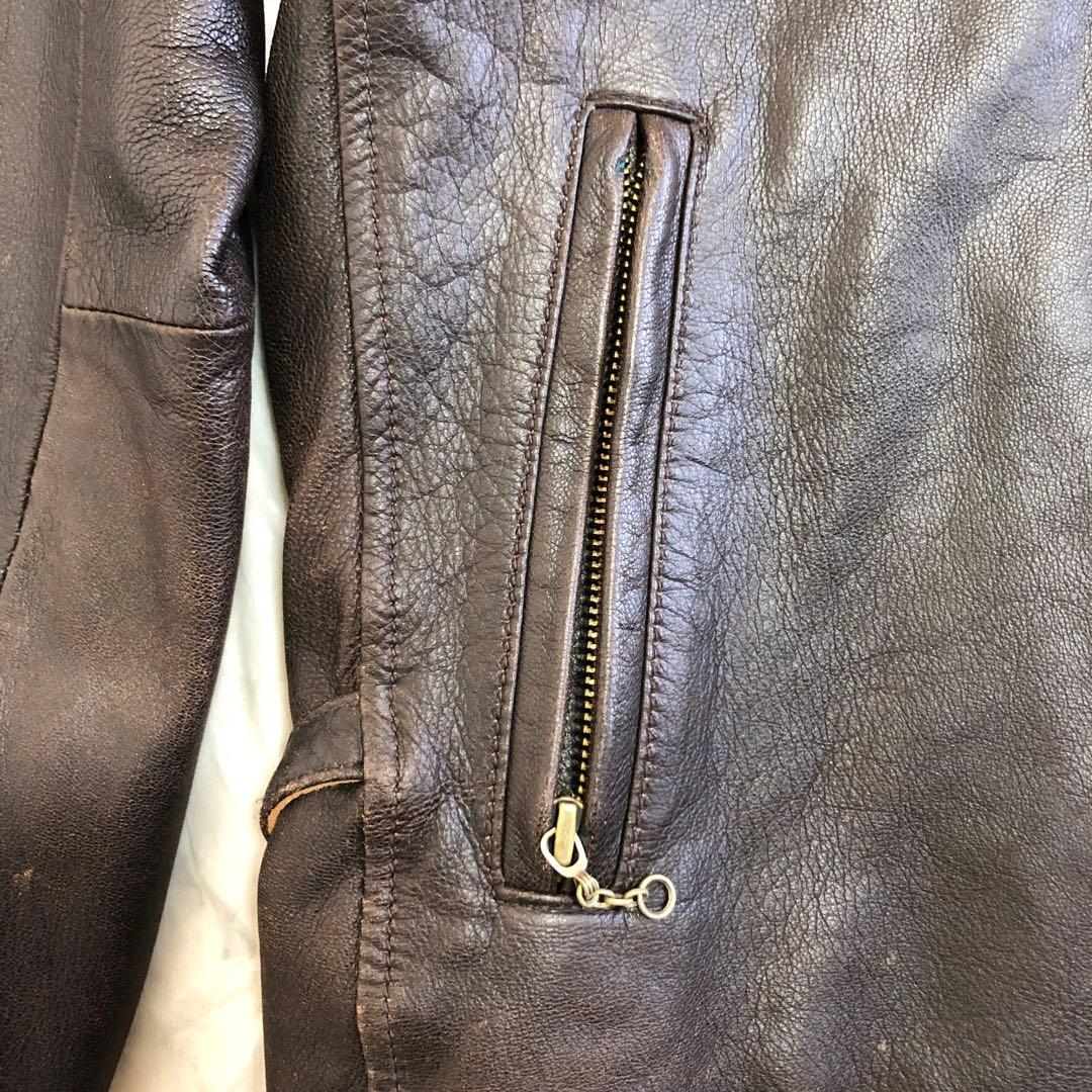 AVIREXアヴィレックス　レザージャケット　シングル　ライダース　ブラウン　L