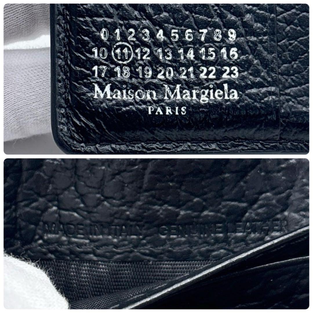 美品✨ メゾンマルジェラ　2つ折り財布 4ステッチ ペブルレザー シボ革