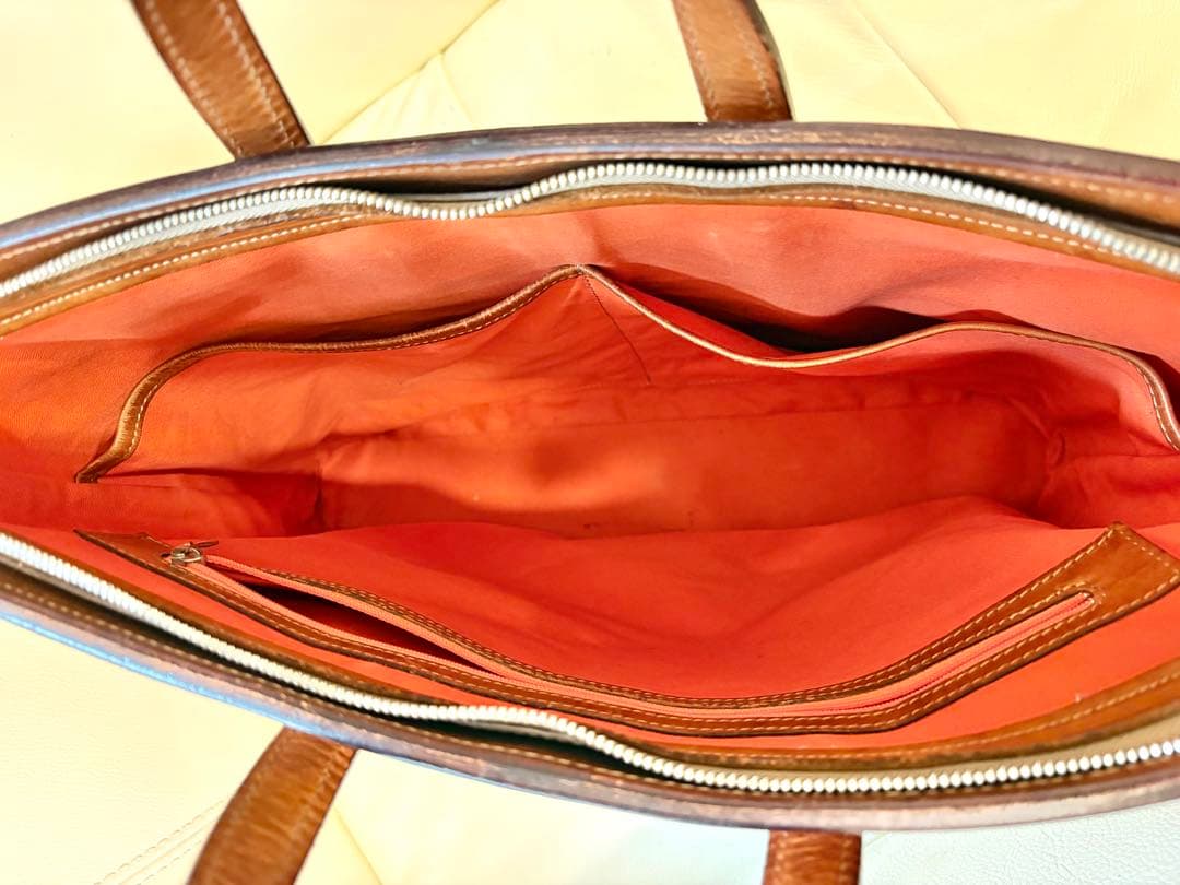 万双　ブラウンレザー ビジネスバッグ