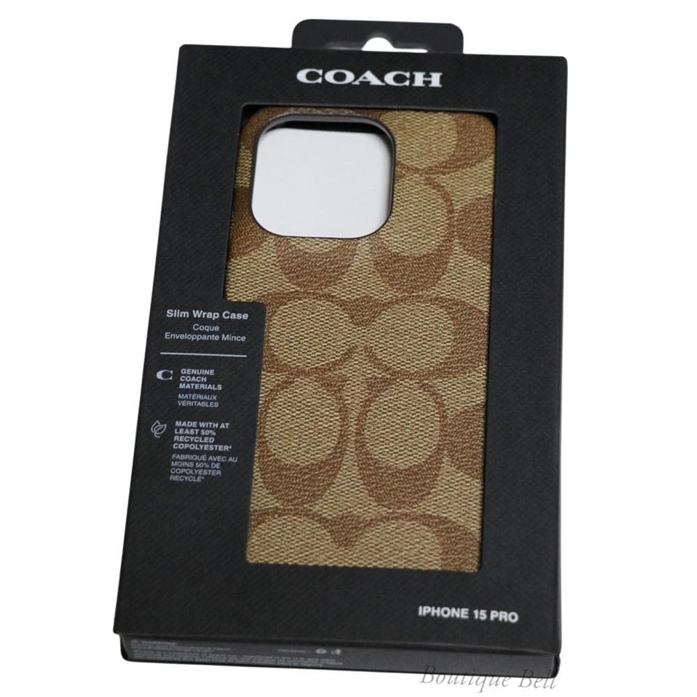【コーチ】シグネチャー PVC iPhone15Pro ケース カーキ