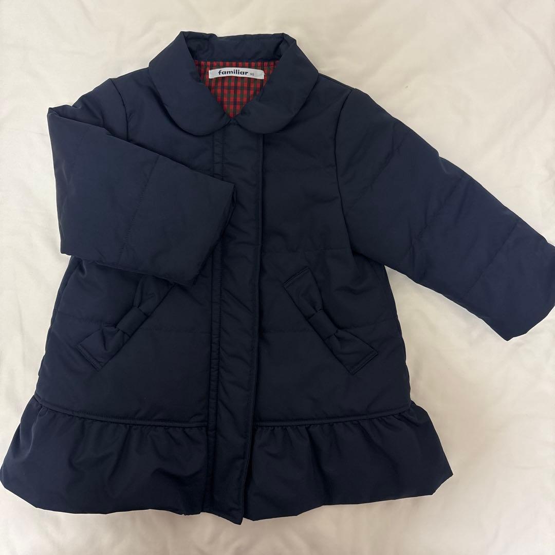 familiar チェック柄　ショートコート　90