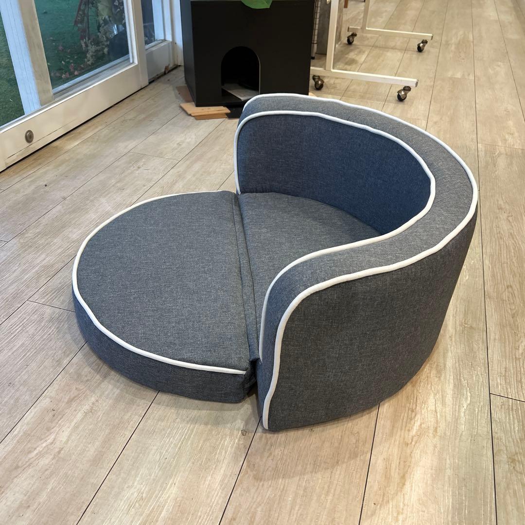 ペット用カーブ型ソファ グレー