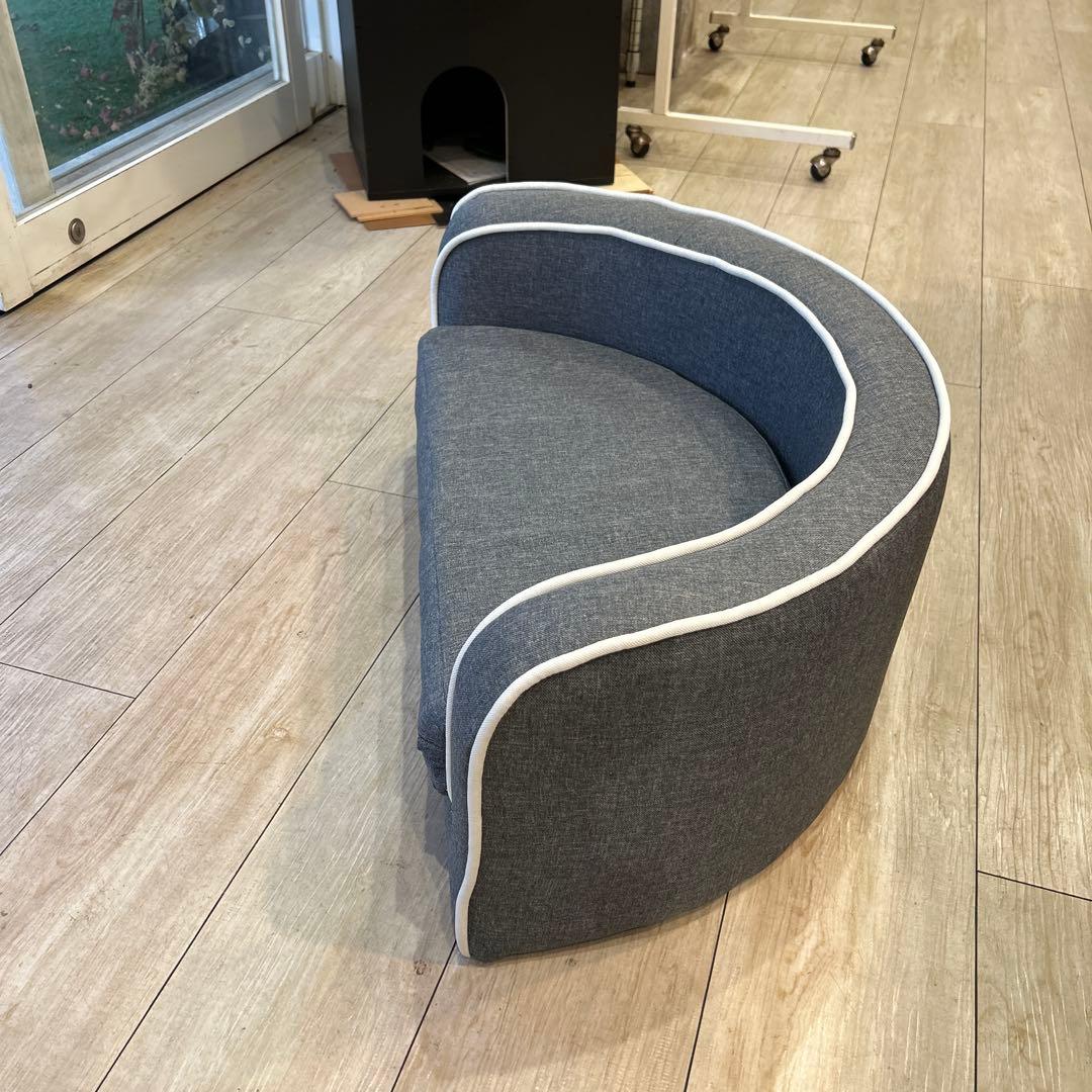 ペット用カーブ型ソファ グレー