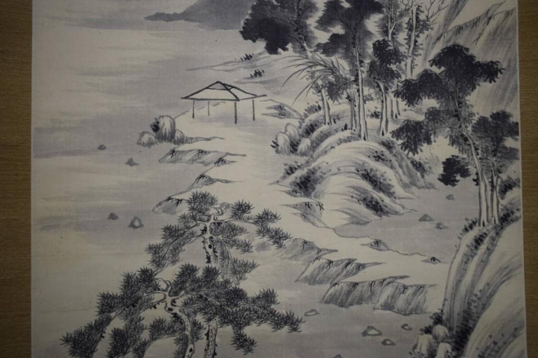 真作/長三洲/山水人物画賛/布袋屋掛軸HG-301