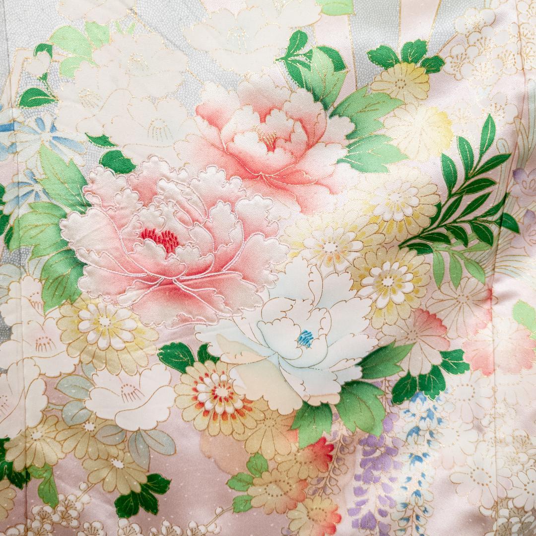 ルーピー R7SK1311 振袖+帯 2点セット 豪華な花々 六通柄