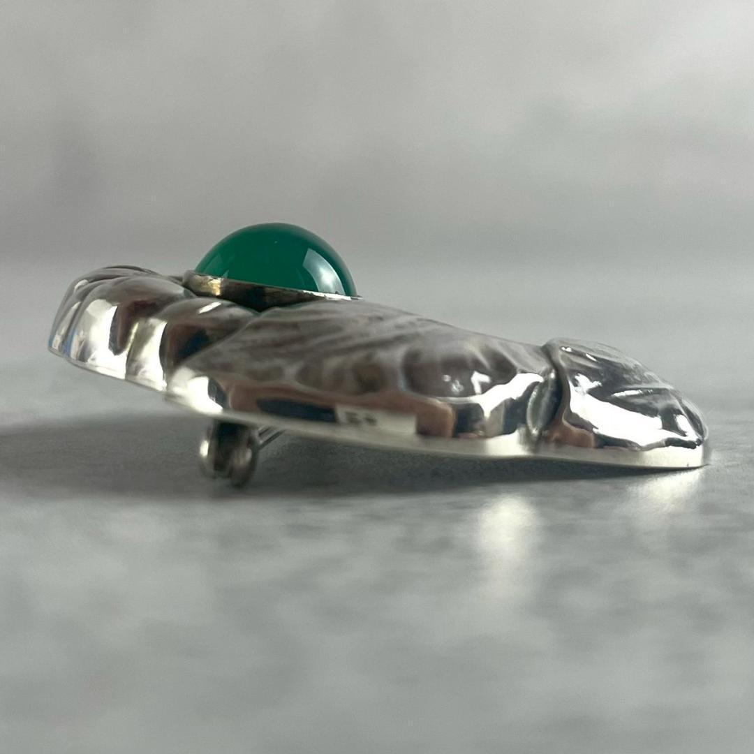 希少✨極美品 ジョージ ジェンセン 71 グリーンアゲイト ブローチ AG925