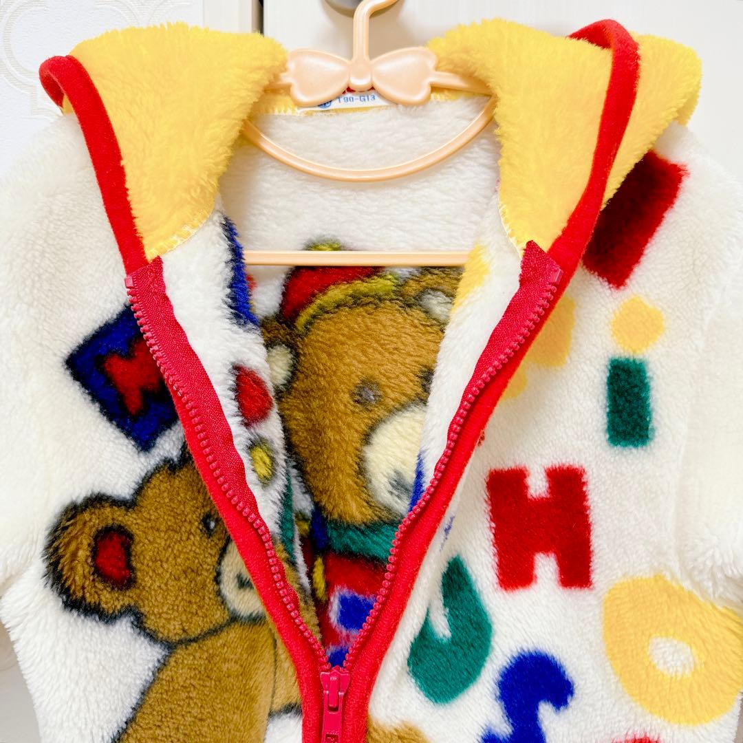 【 美品 】ミキハウス 旧タグ希少 ボアフリース レトロベア アウター 90cm