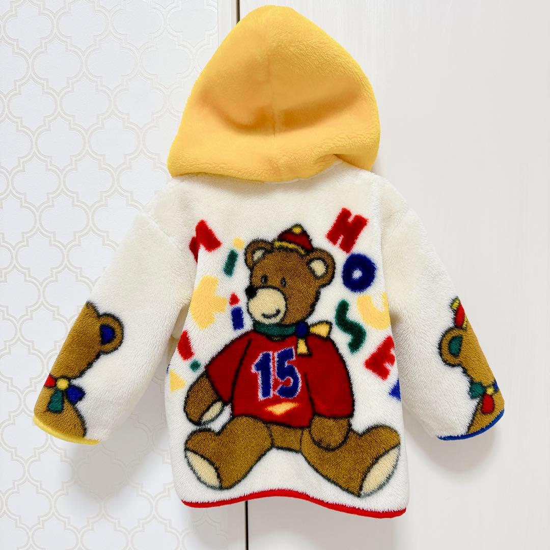 【 美品 】ミキハウス 旧タグ希少 ボアフリース レトロベア アウター 90cm