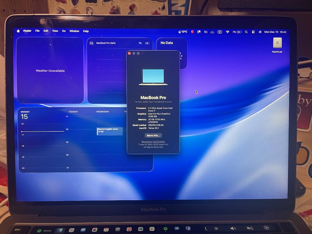 MacBook Pro 13インチ 2020年 Core i7 32GB/1TB