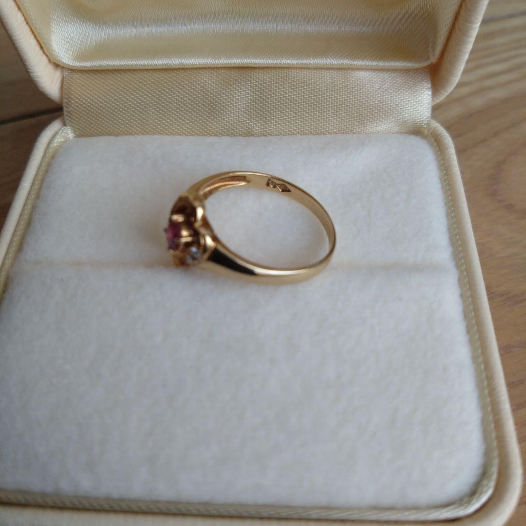 K18 造幣局マーク 750 ルビー ダイヤ リング