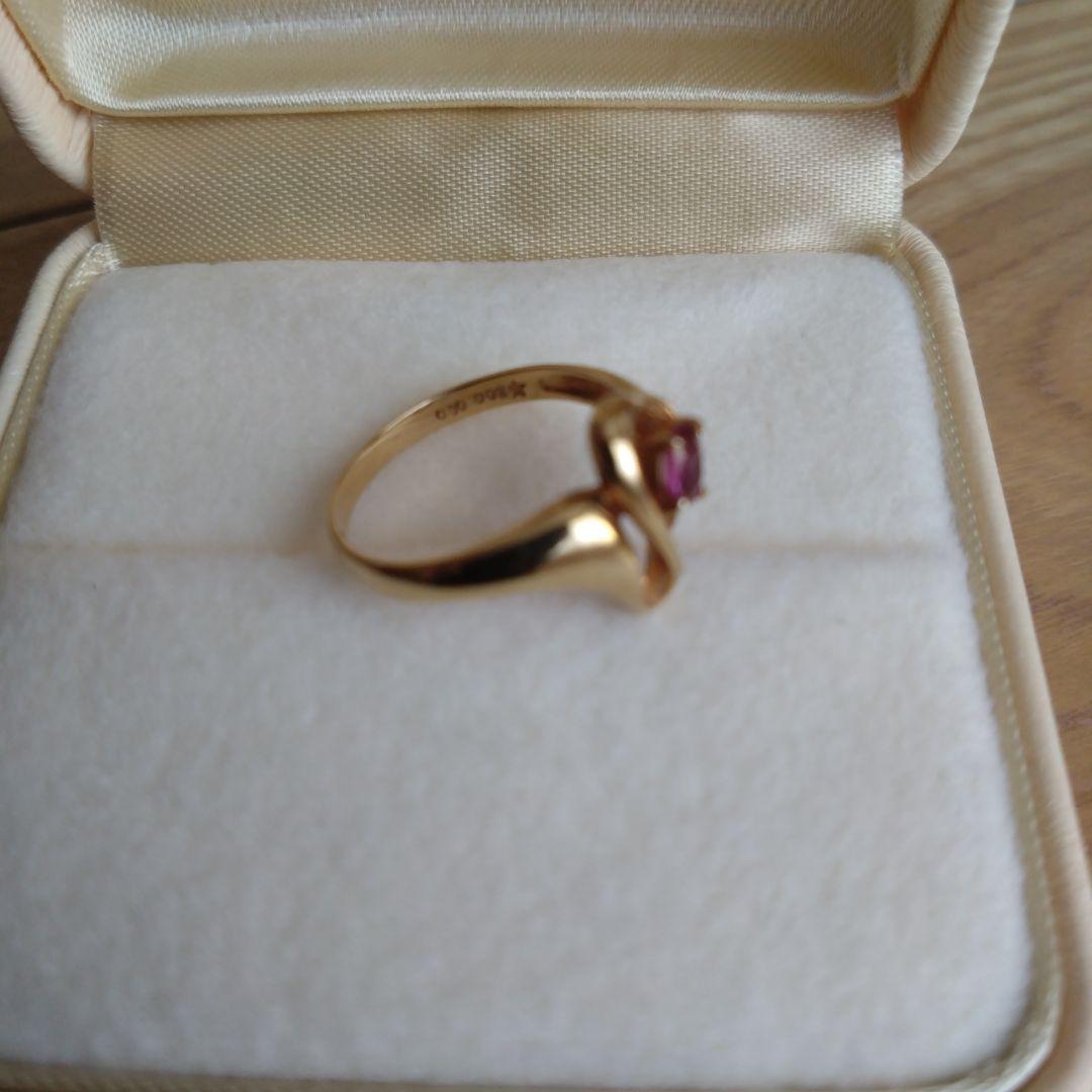 K18 造幣局マーク 750 ルビー ダイヤ リング
