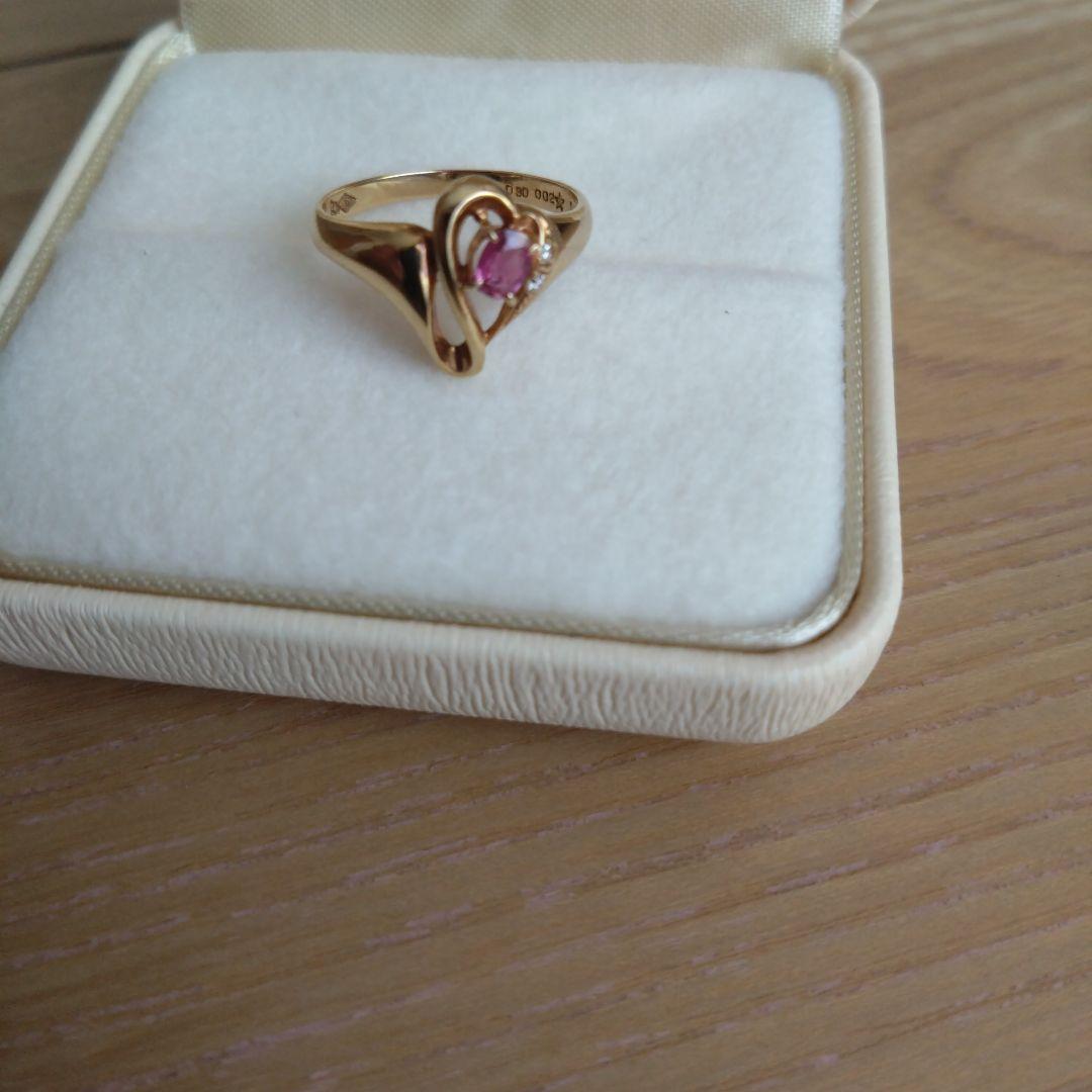 K18 造幣局マーク 750 ルビー ダイヤ リング