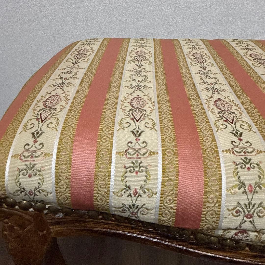 イタリア製 スツール チェア 椅子 猫脚 腰掛け ピンク ストライプ