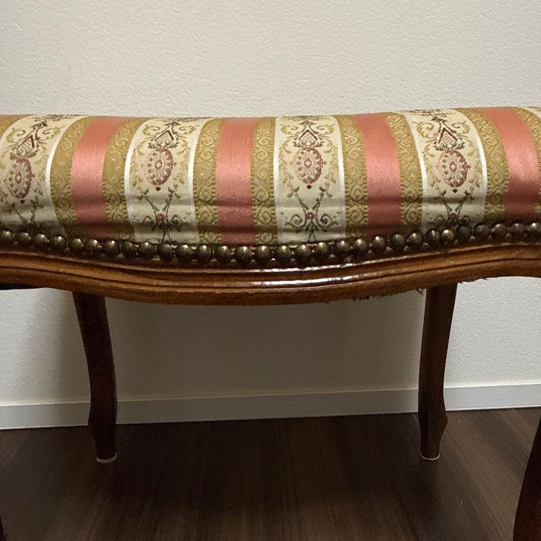 イタリア製 スツール チェア 椅子 猫脚 腰掛け ピンク ストライプ