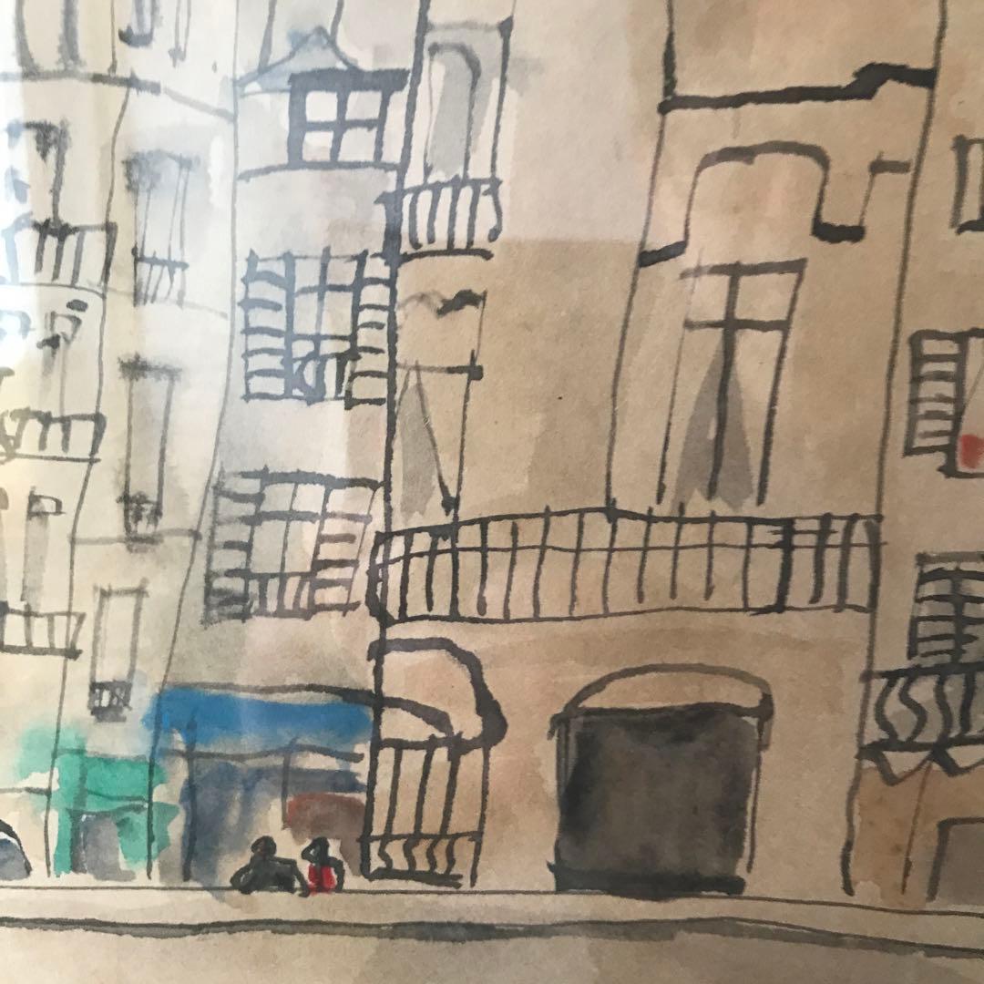 【パリの風景】サイン署名入り 水彩画（油彩風タッチ・匿名配送可）