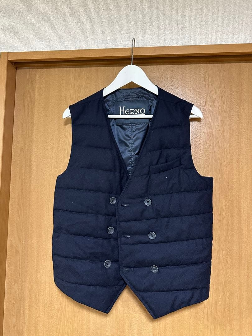 Herno ネイビー ダウンベスト ダブルブレスト