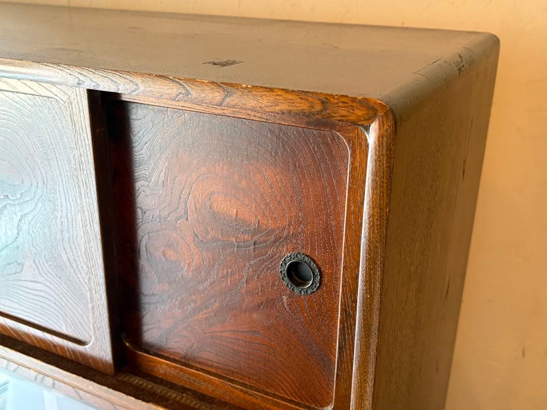 茶棚 木製ガラス扉付きタンス 水屋　飾り棚　違棚　アンティーク　レトロ