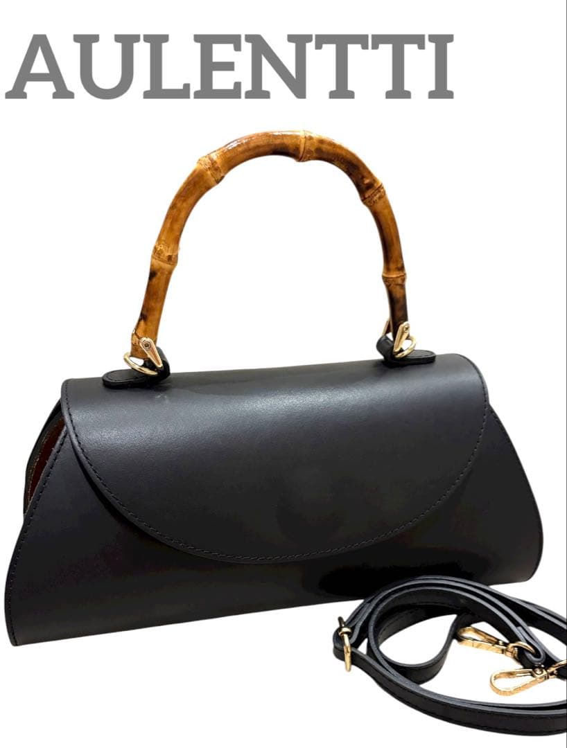希少　AULENTTI オウレンティ バンブーハンドル レザー 2way 黒