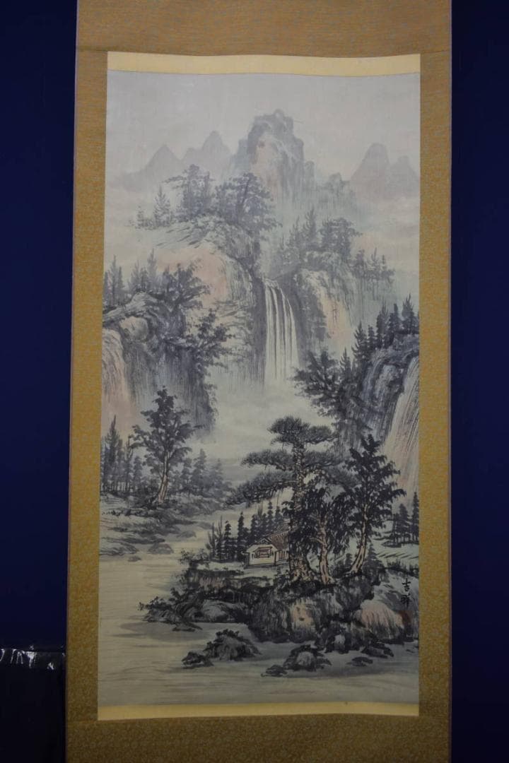 真作/吉祥/山水図/布袋屋掛軸HF-277